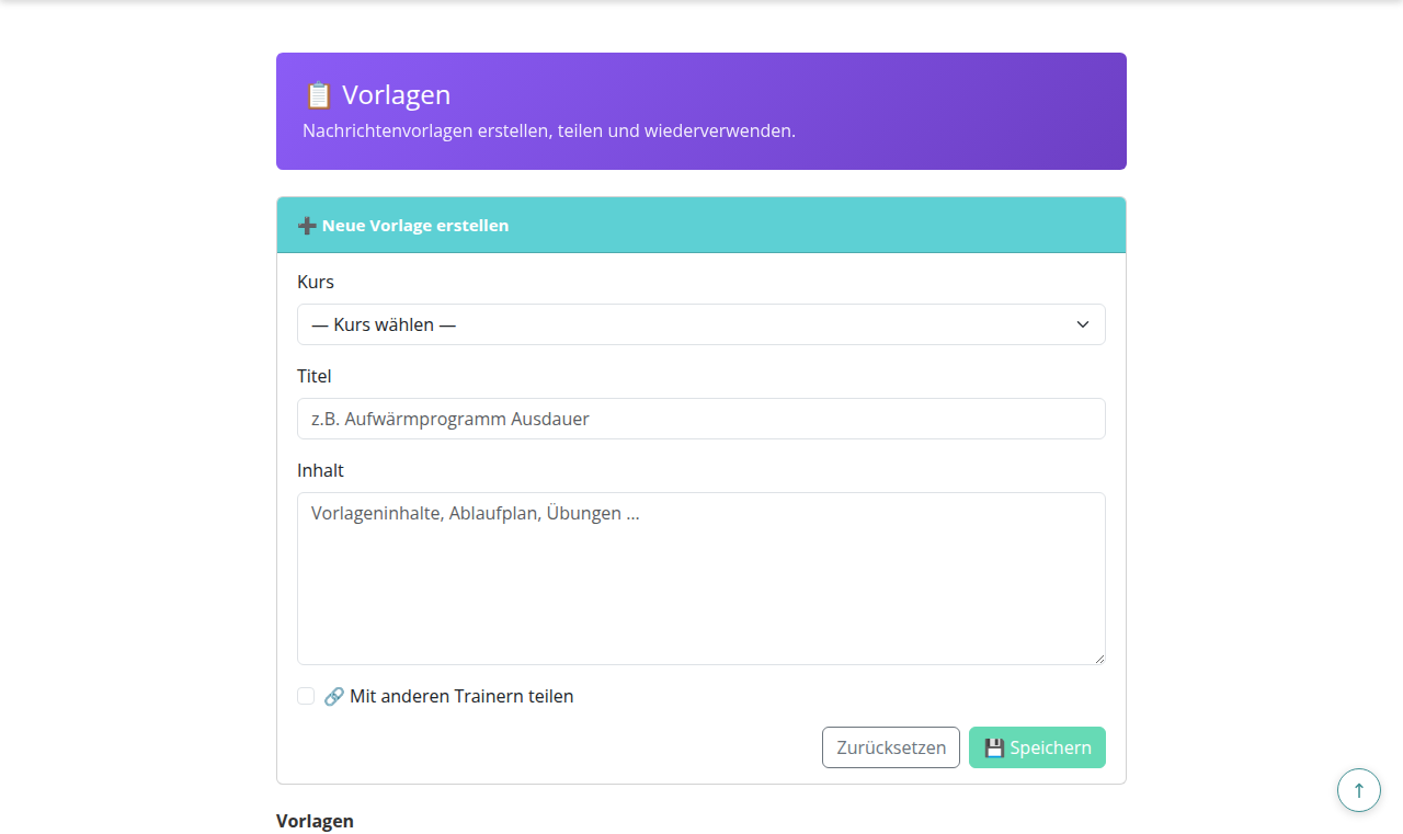 Vorlagen-Übersicht